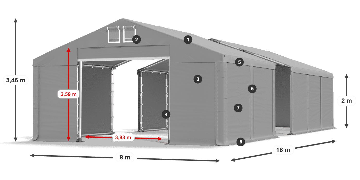 Krov: MS 580 PVC Zidovi: SD 500 PVC Legenda od 2 m