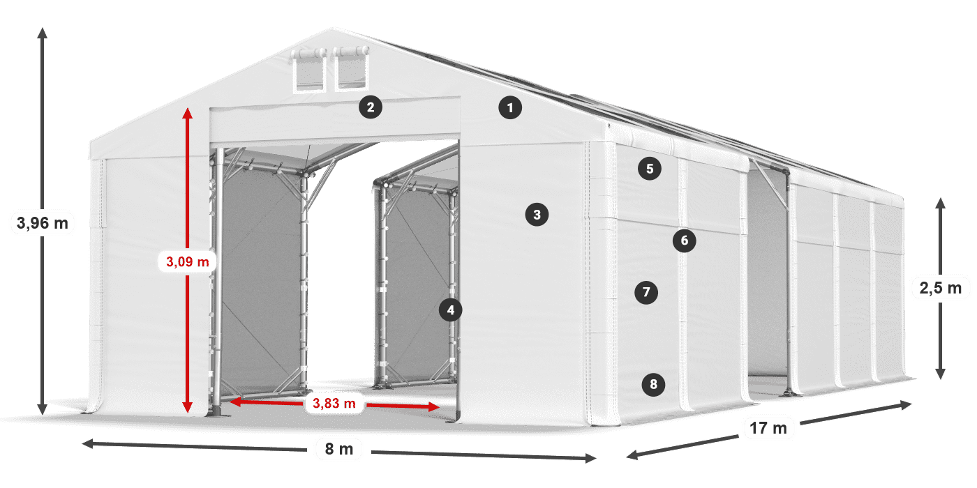 Krov: MS T 580 PVC Zidovi: FR 620 PVC Legenda od 2,5 m
