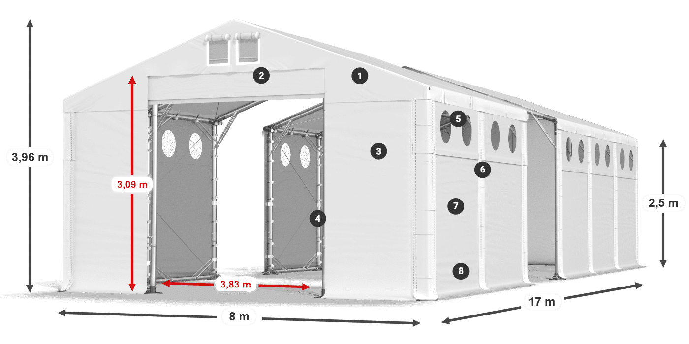 Krov: MS 580 PVC Zidovi: FR O 620 PVC Legenda od 2,5 m