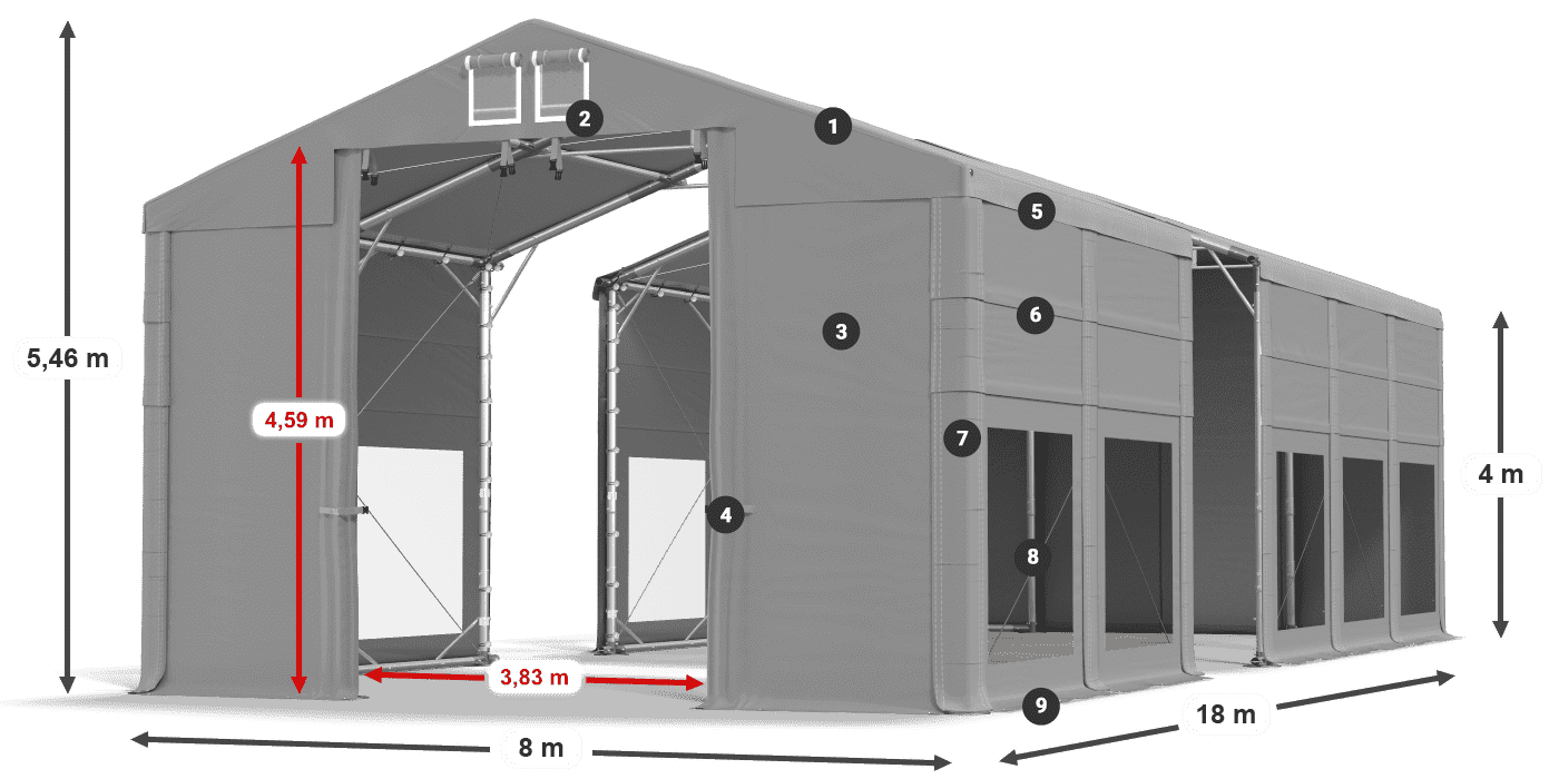 Krov: MS 580 PVC Zidovi: MS 580 PVC Legenda od 4 m