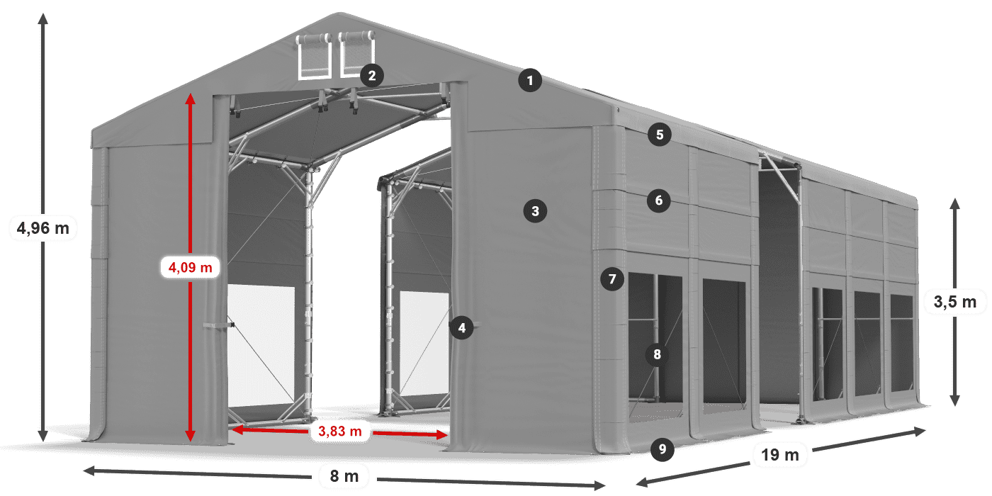 Krov: FR 620 PVC Zidovi: MS 580 PVC 3,5 m legenda