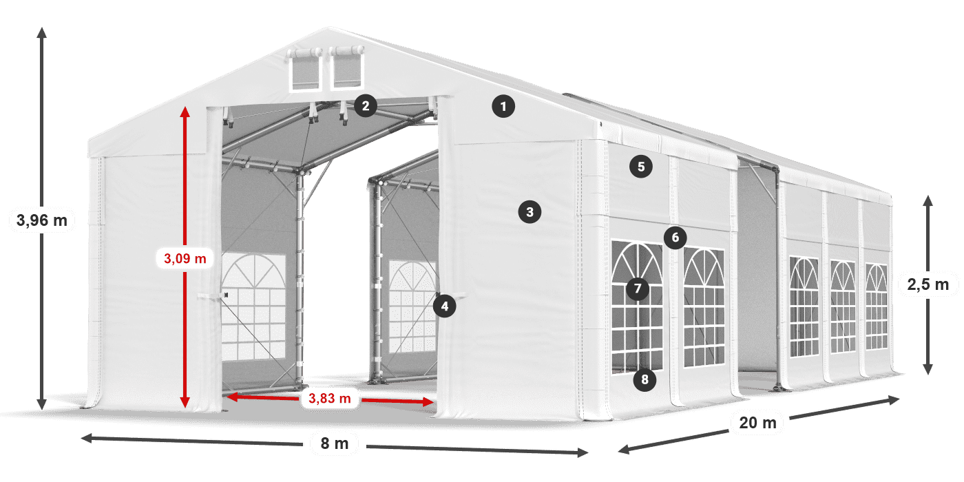 Krov: SD 560 PVC Zidovi: FR 620 PVC legenda 2,5 m