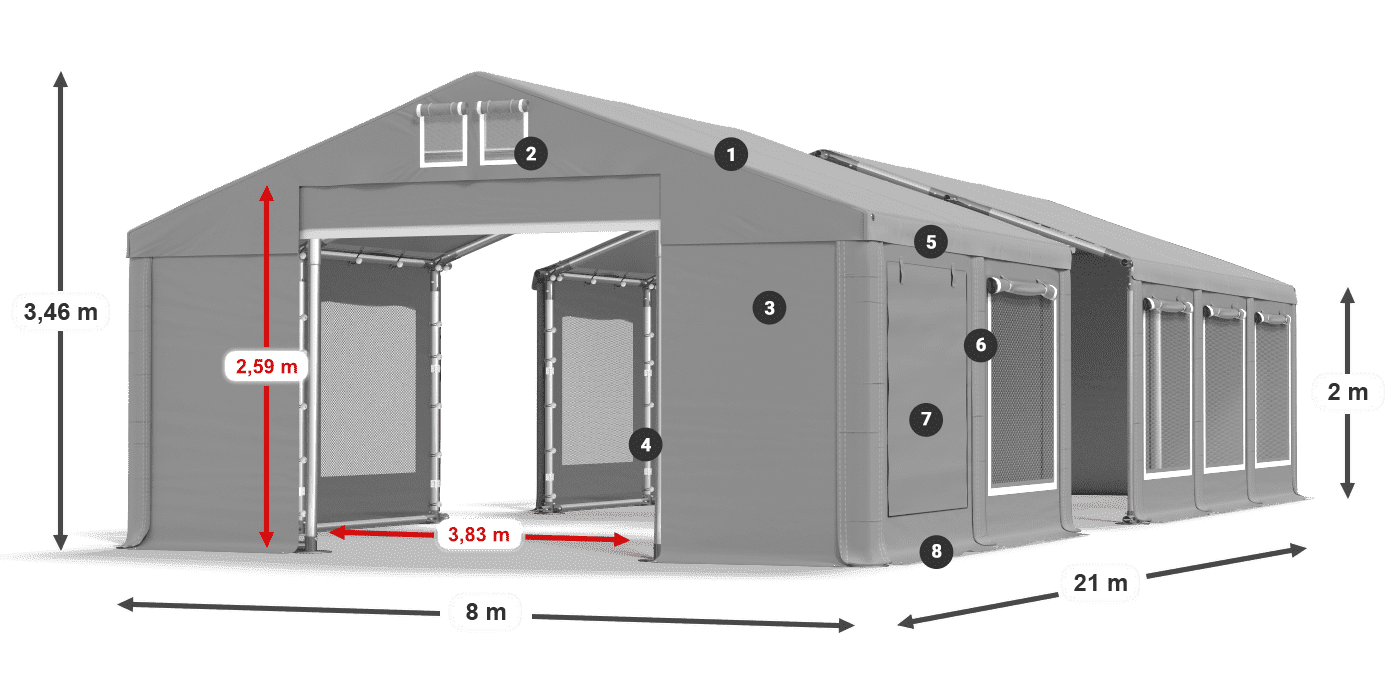 Krov: FR 620 PVC Zidovi: SD 500 PVC Legenda od 2 m