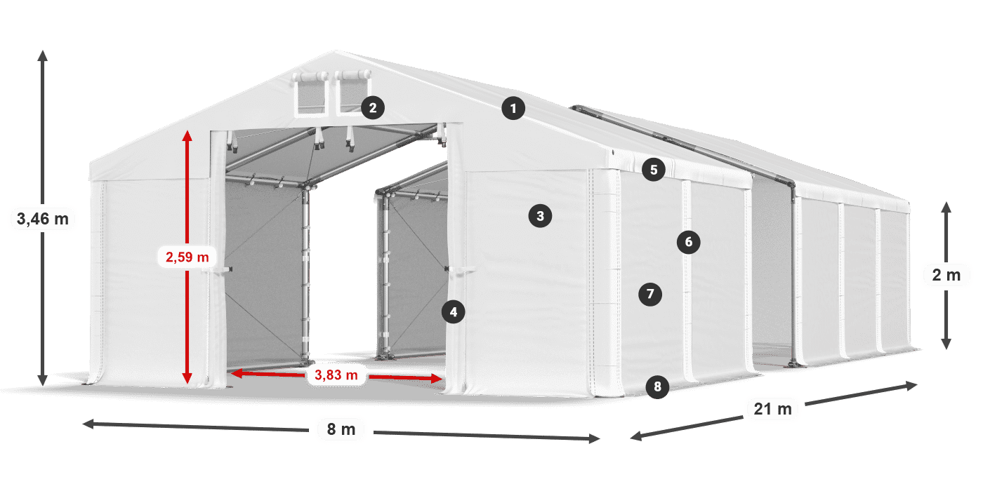 Krov: MS 580 PVC Zidovi: FR M 620 PVC Legenda od 2 m