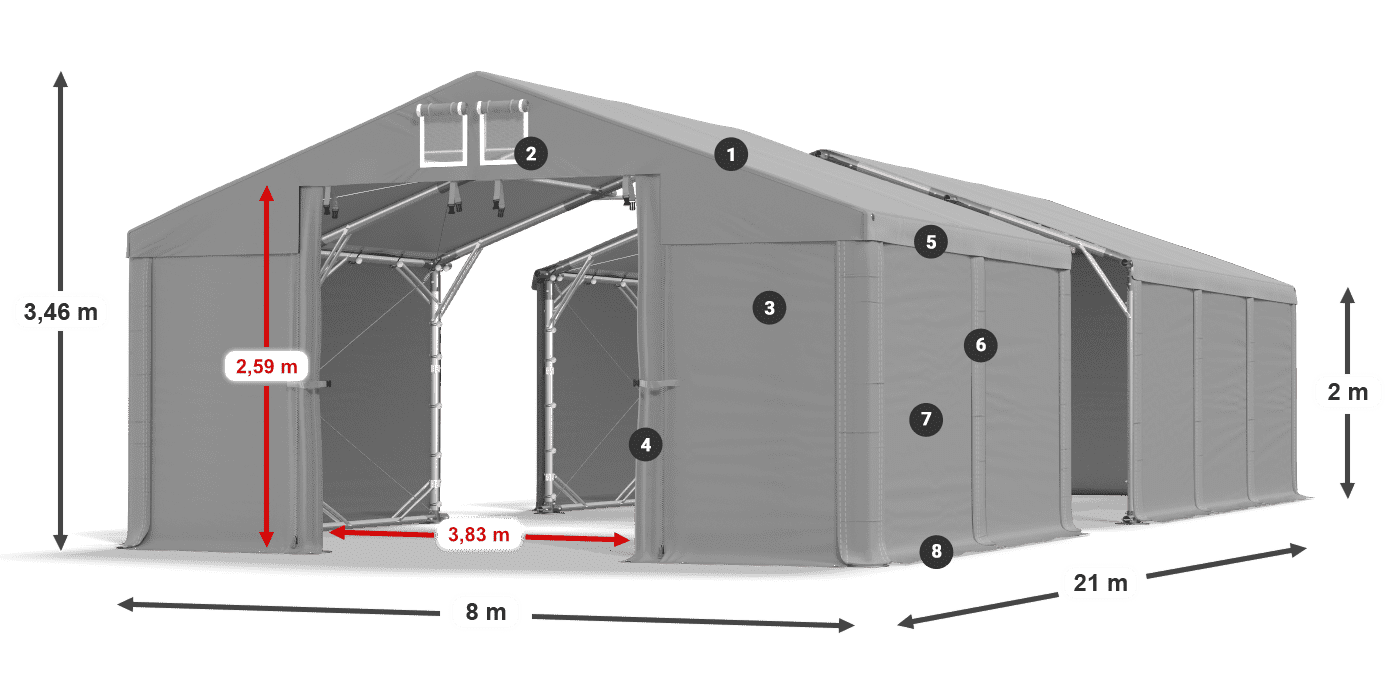 Krov: MS 580 PVC Zidovi: SD 500 PVC Legenda od 2 m