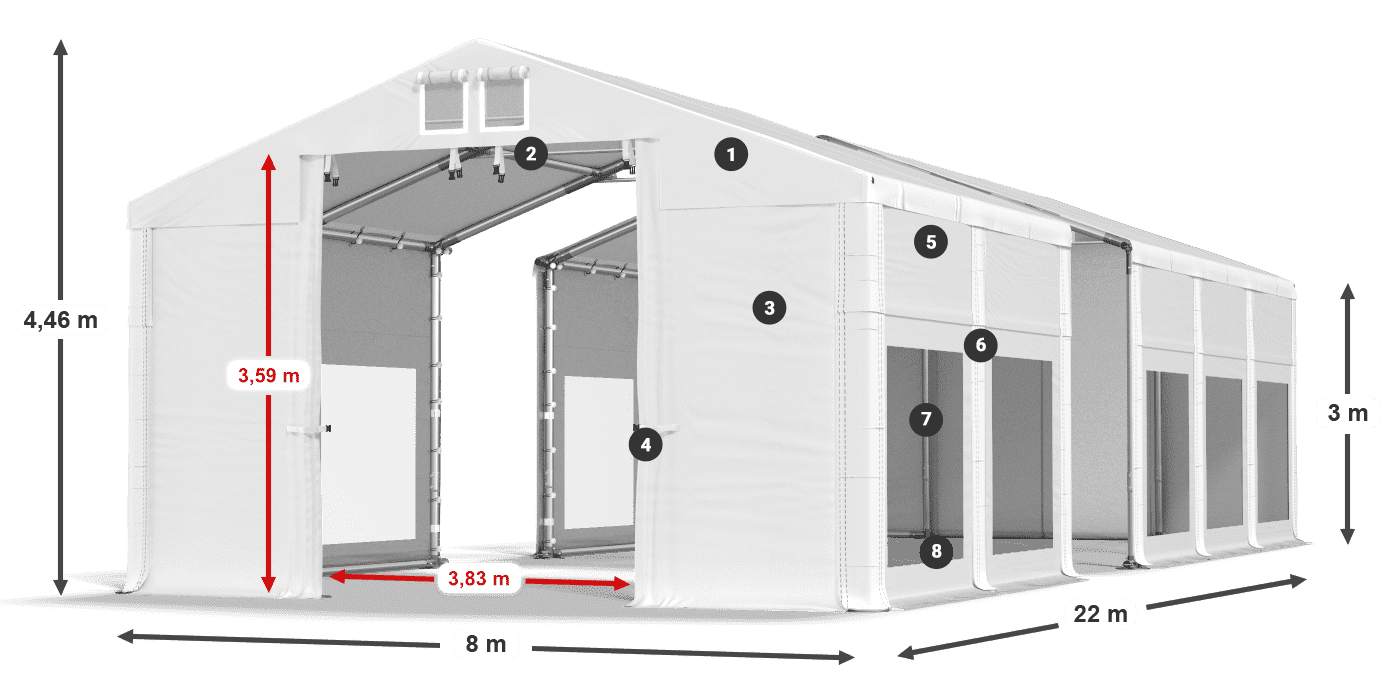 Krov: MS 580 PVC Zidovi: MS 580 PVC Legenda od 3 m