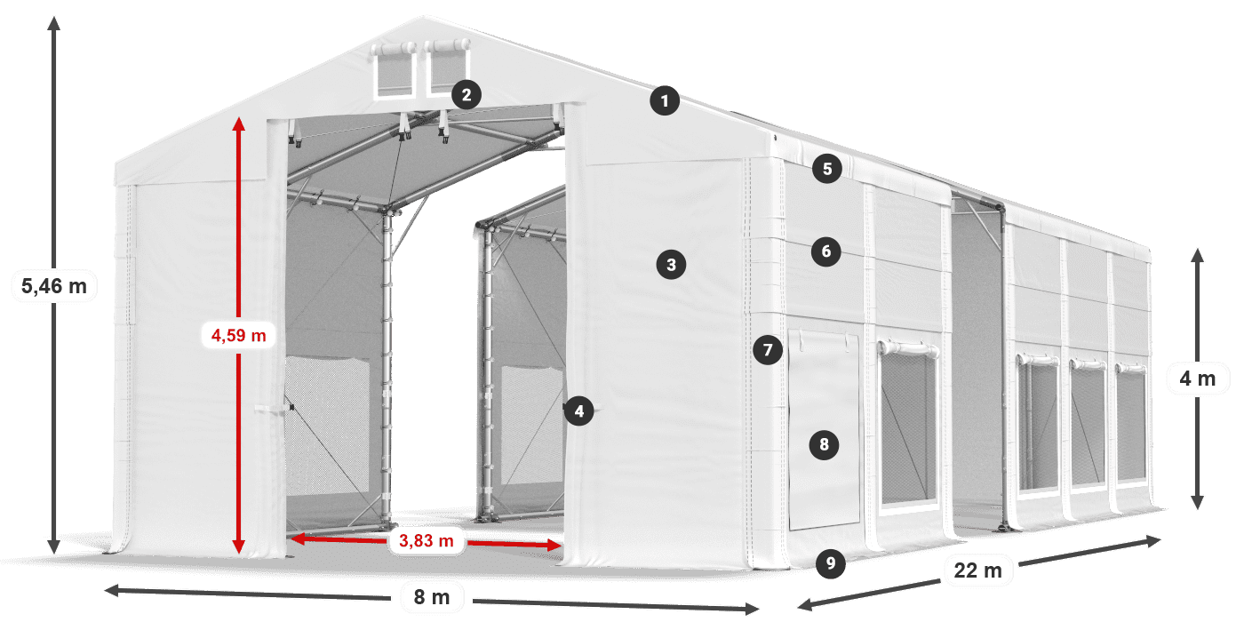 Krov: FR 620 PVC Zidovi: SD 500 PVC Legenda od 4 m