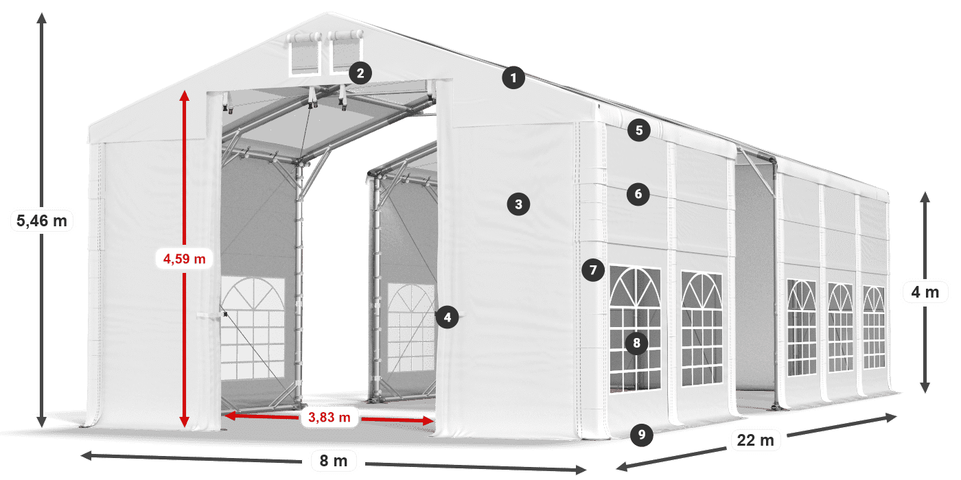 Krov: MS T 580 PVC Zidovi: SD 500 I PVC 4m legenda