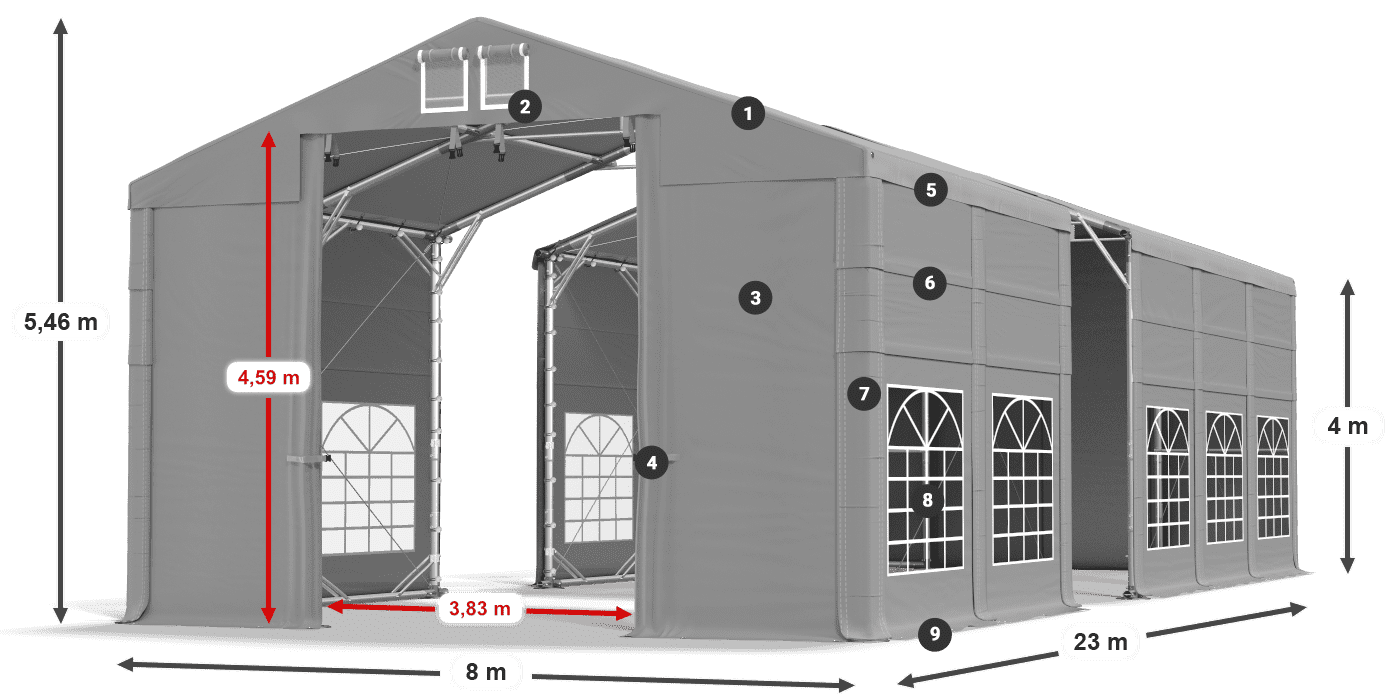 Krov: FR 620 PVC Zidovi: SD 500 PVC Legenda od 4 m