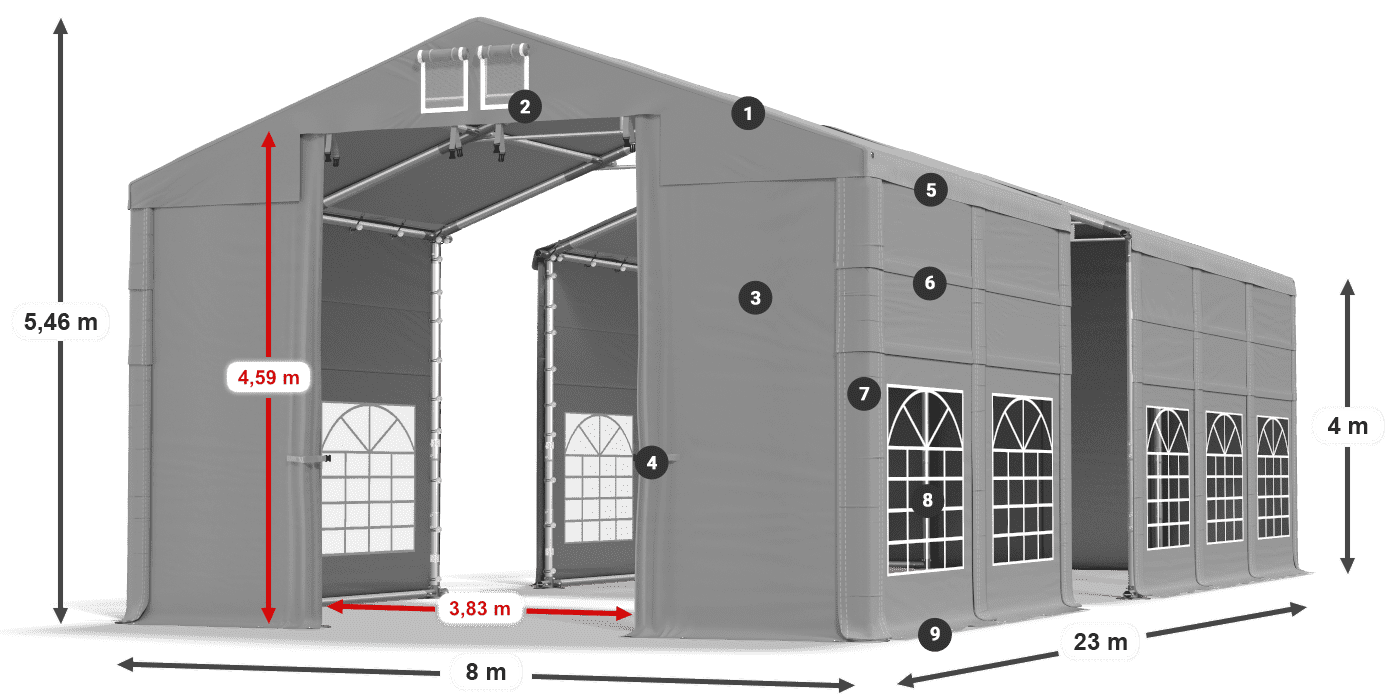 Krov: FR 620 PVC Zidovi: SD 500 PVC Legenda od 4 m