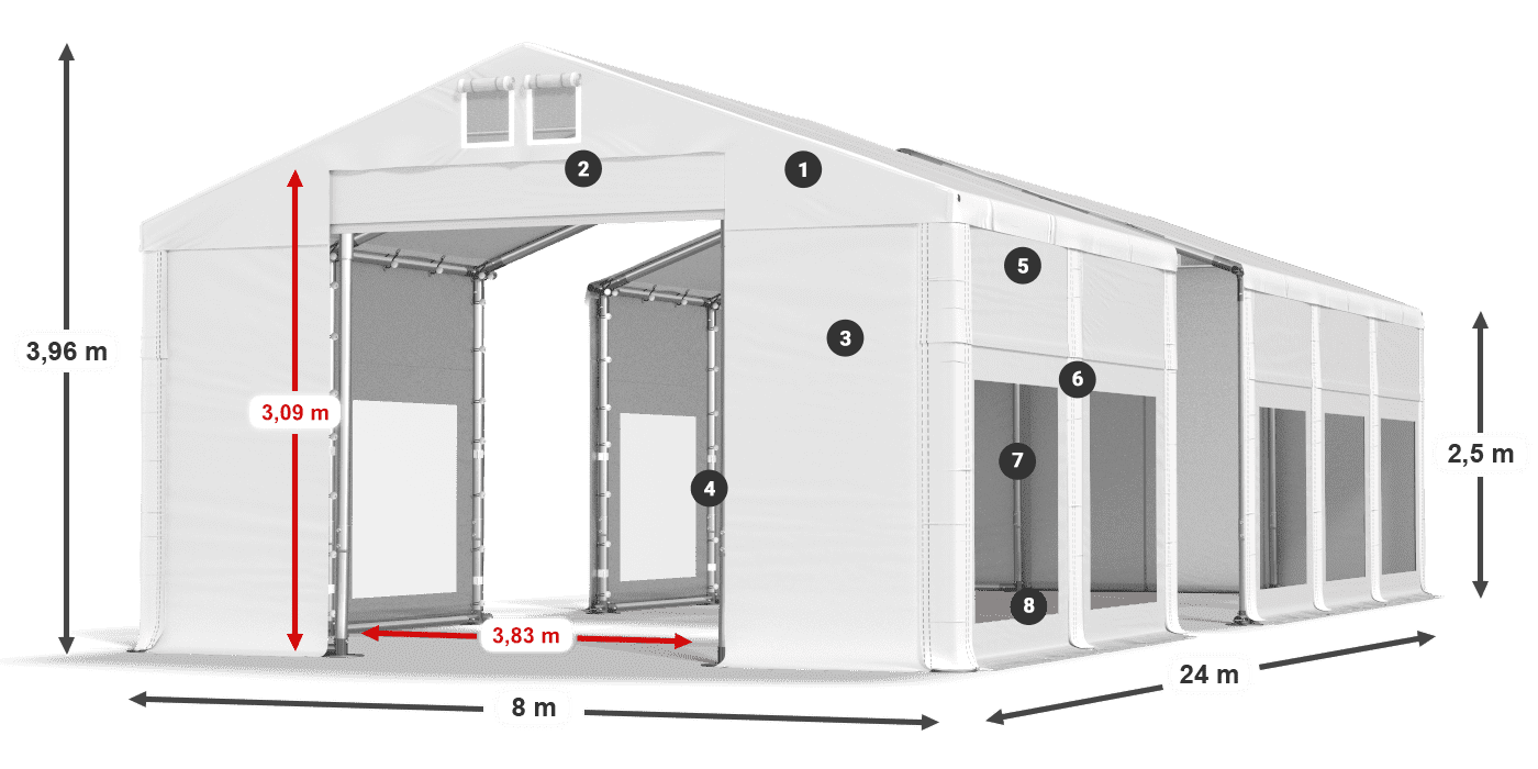 Krov: MS 580 PVC Zidovi: MS 580 PVC 2,5 m legenda