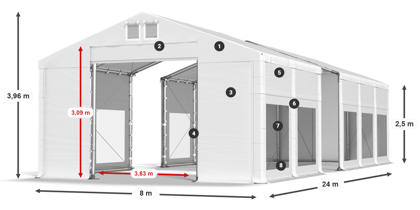 Krov: MS 580 PVC Zidovi: MS 580 PVC 2,5 m legenda