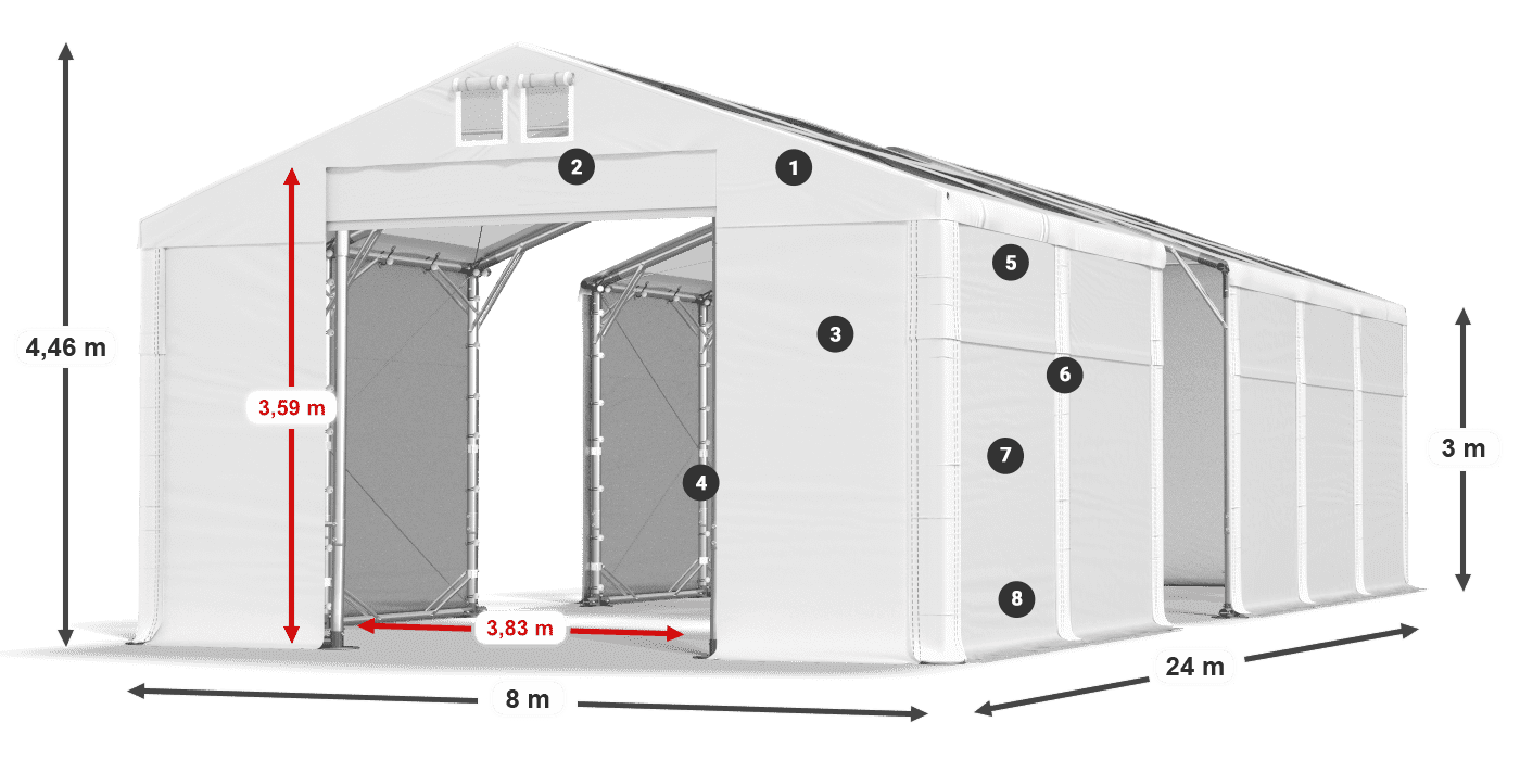Krov: MS T 580 PVC Zidovi: FR 620 PVC Legenda od 3 m