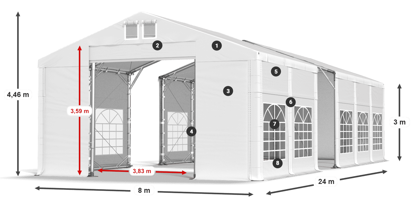 Krov: MS 580 PVC Zidovi: FR 620 PVC Legenda od 3 m