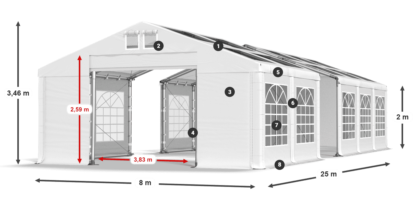 Krov: MS T 580 PVC Zidovi: FR 620 PVC Legenda od 2 m