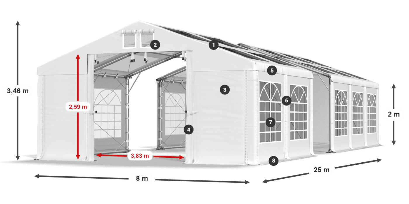 Krov: MS 580 PVC Zidovi: SD 500 PVC Legenda od 2 m