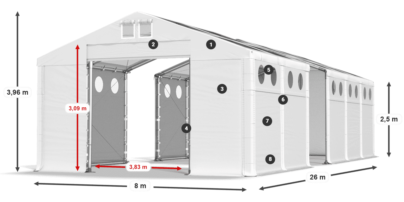 Krov: MS T 580 PVC Zidovi: SD O 500 PVC Legenda od 2,5 m