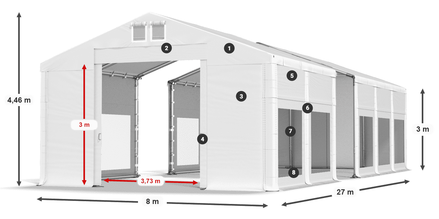 Krov: FR 620 PVC Zidovi: MS 580 PVC Legenda od 3 m