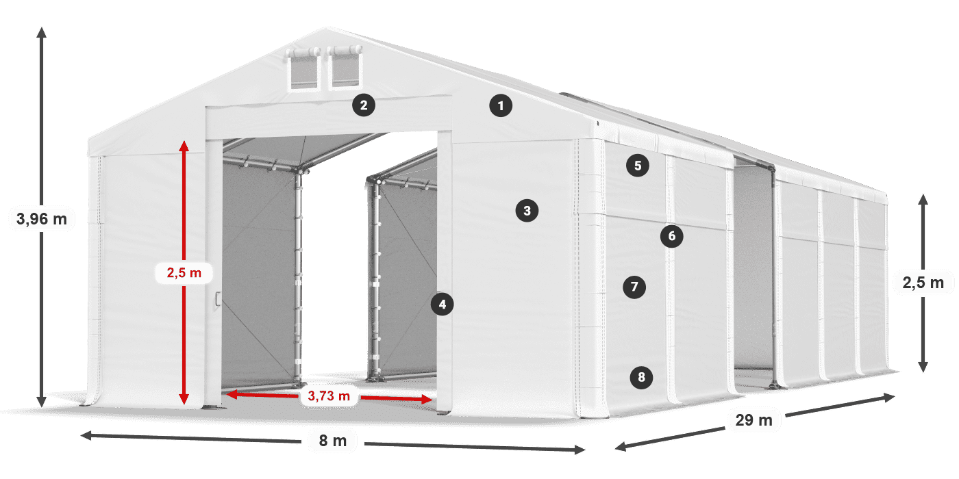 Krov: FR 620 PVC Zidovi: MS 580 PVC 2,5 m legenda