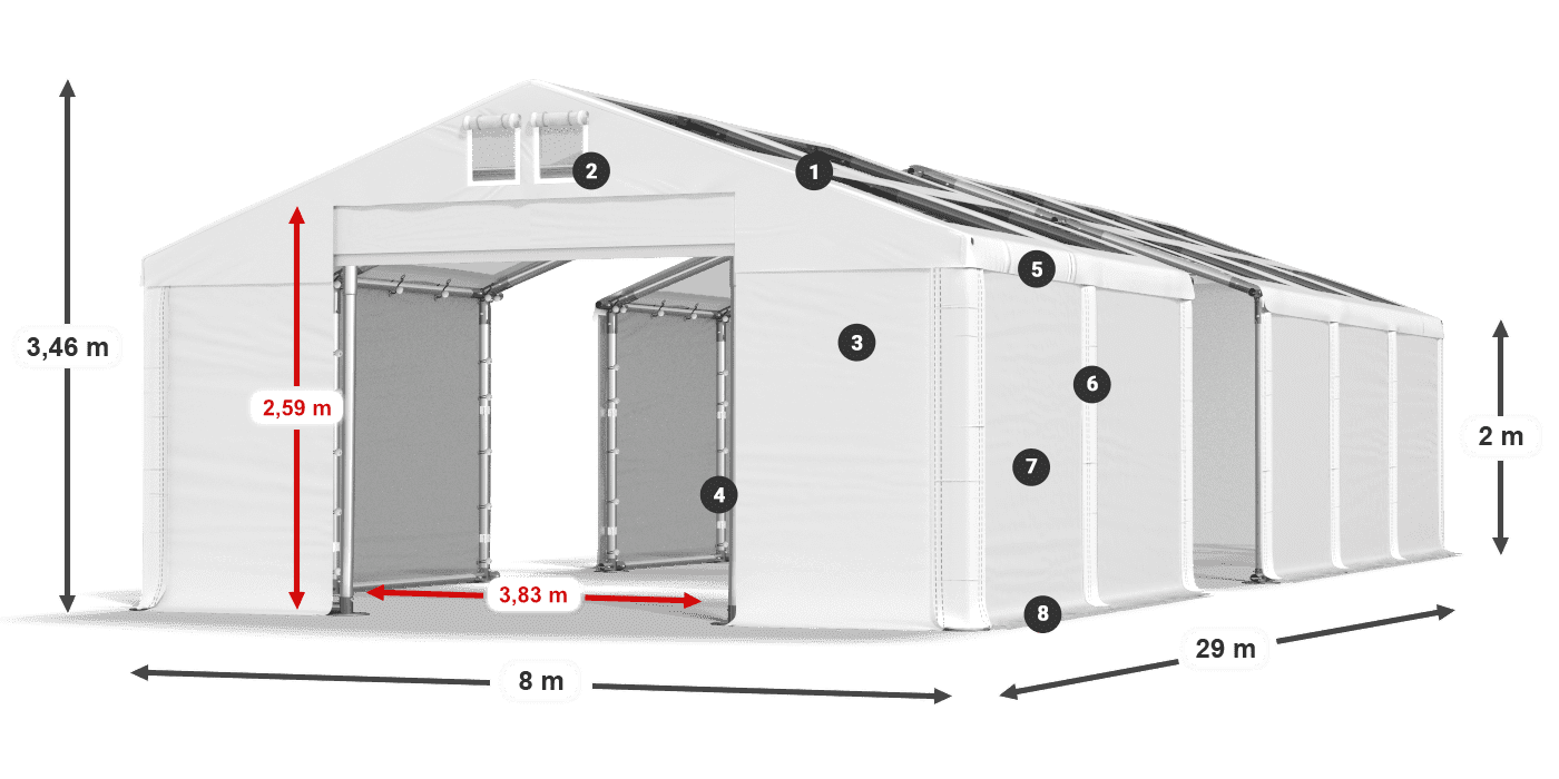 Krov: MS T 580 PVC Zidovi: FR 620 PVC Legenda od 2 m
