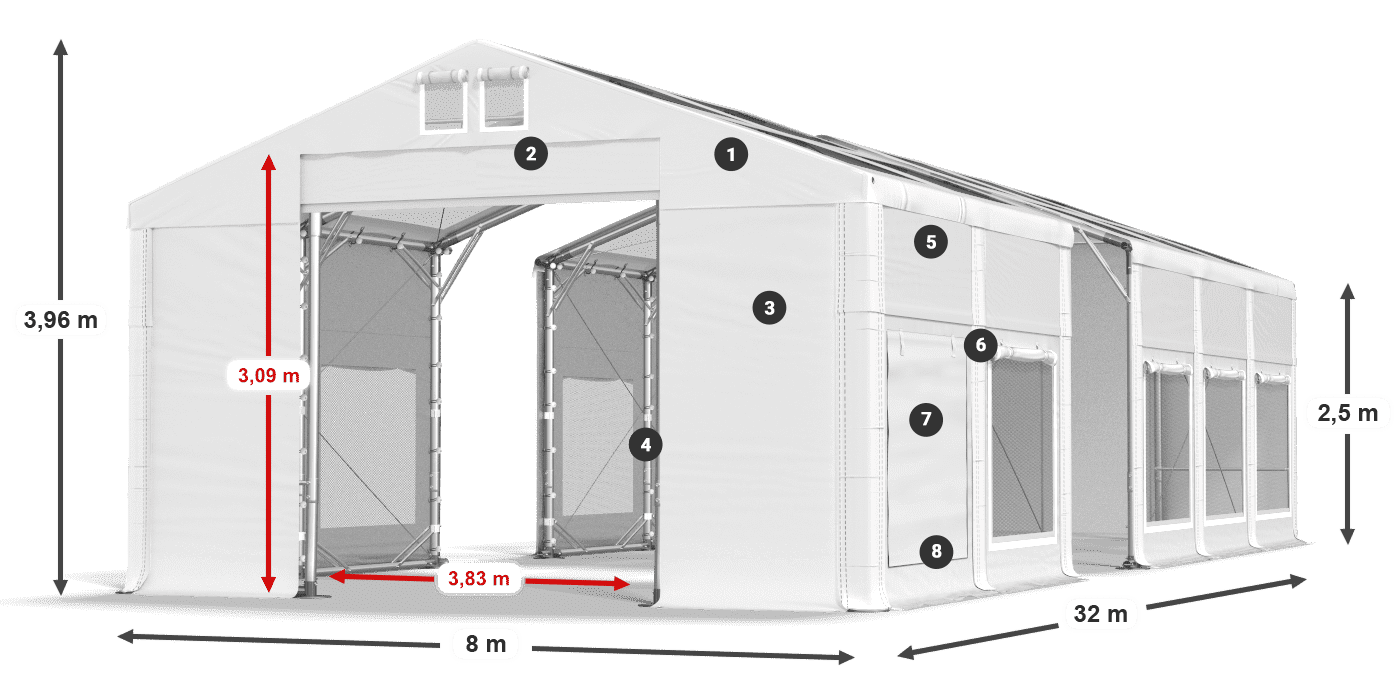 Krov: MS T 580 PVC Zidovi: SD M 500 PVC Legenda od 2,5 m