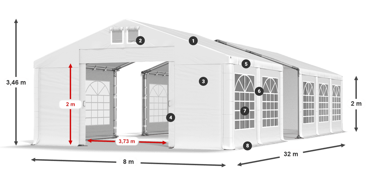 Krov: MS 580 PVC Zidovi: FR 620 PVC Legenda od 2 m