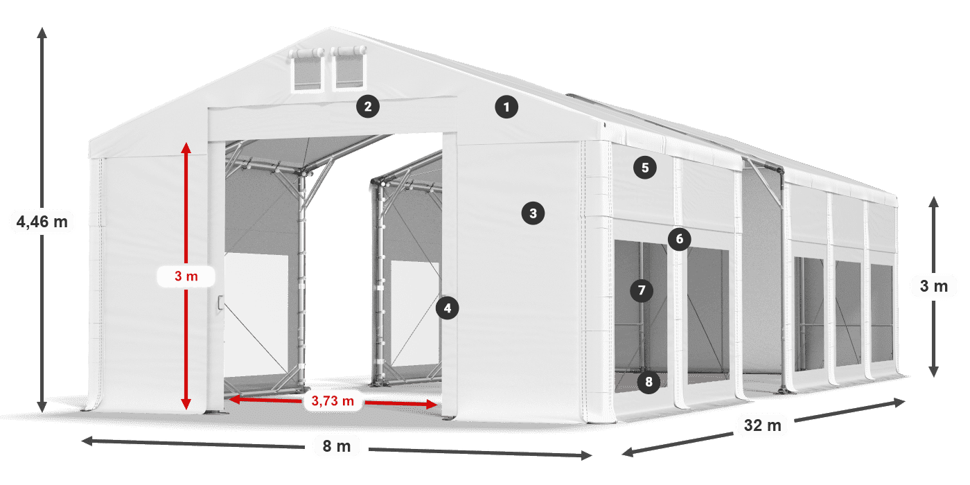 Krov: MS 580 PVC Zidovi: MS 580 PVC Legenda od 3 m