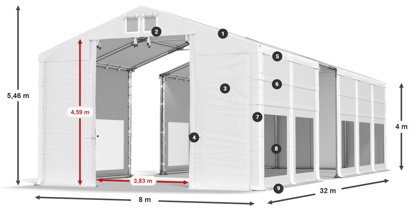 Krov: MS 580 PVC Zidovi: MS 580 PVC Legenda od 4 m