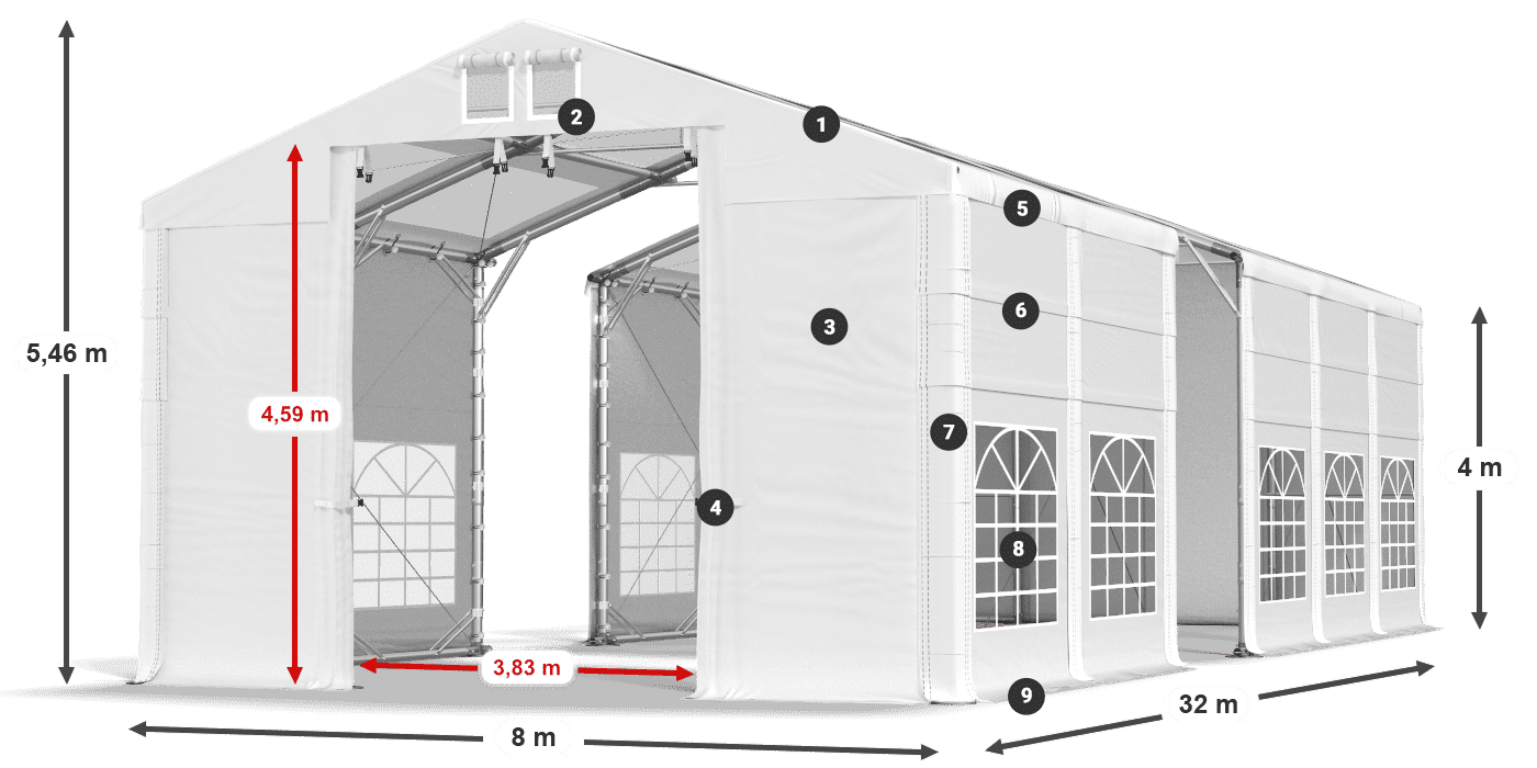 Krov: MS T 580 PVC Zidovi: SD 500 I PVC 4m legenda