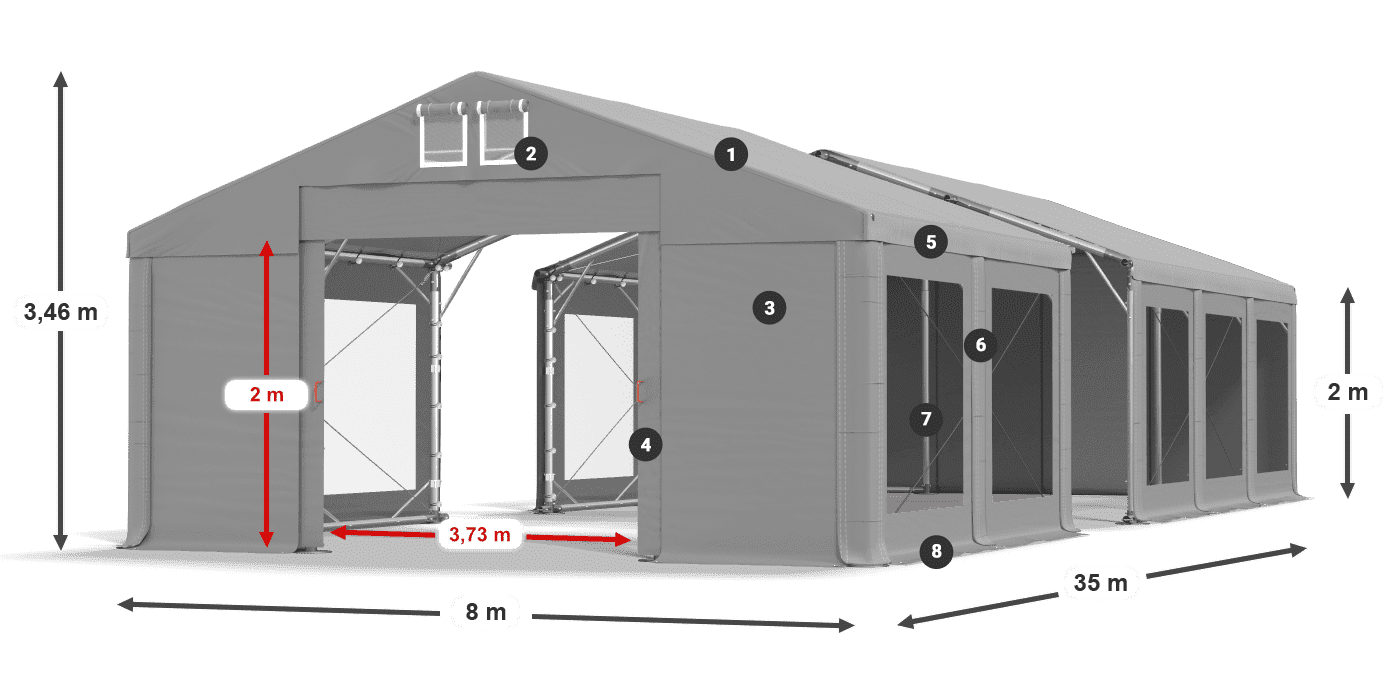 Krov: FR 620 PVC Zidovi: MS 580 PVC Legenda od 2 m