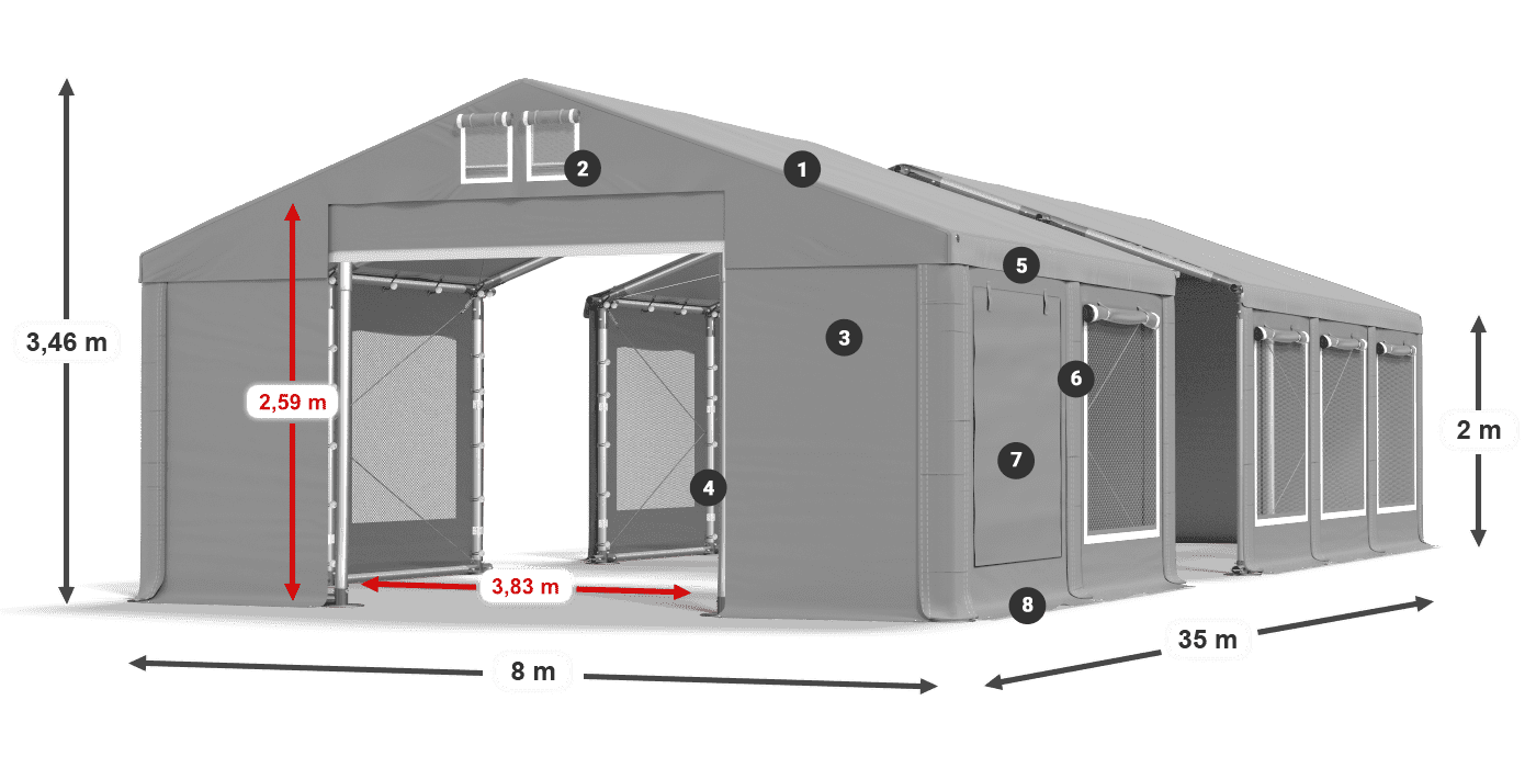 Krov: FR 620 PVC Zidovi: SD 500 PVC Legenda od 2 m