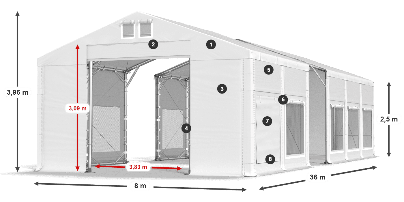 Krov: MS 580 PVC Zidovi: SD M 500 PVC Legenda od 2,5 m