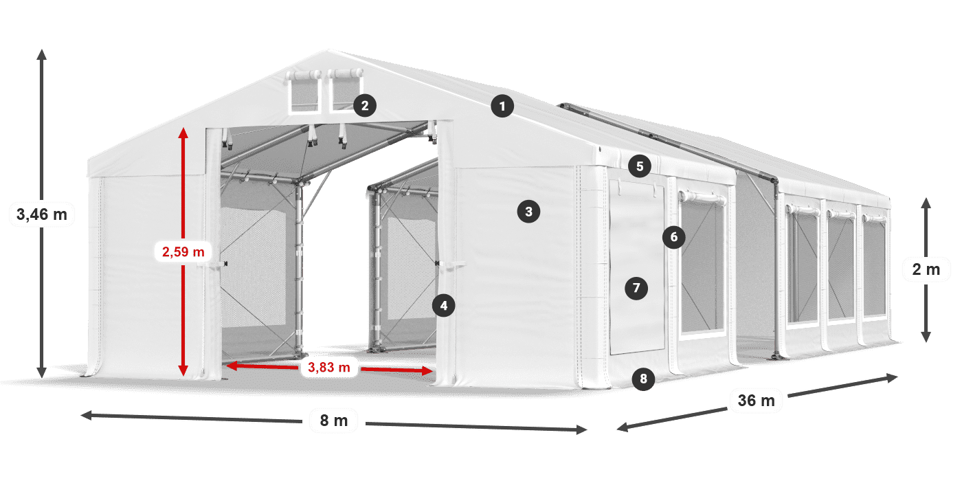 Krov: MS 580 PVC Zidovi: SD M 500 PVC Legenda od 2 m