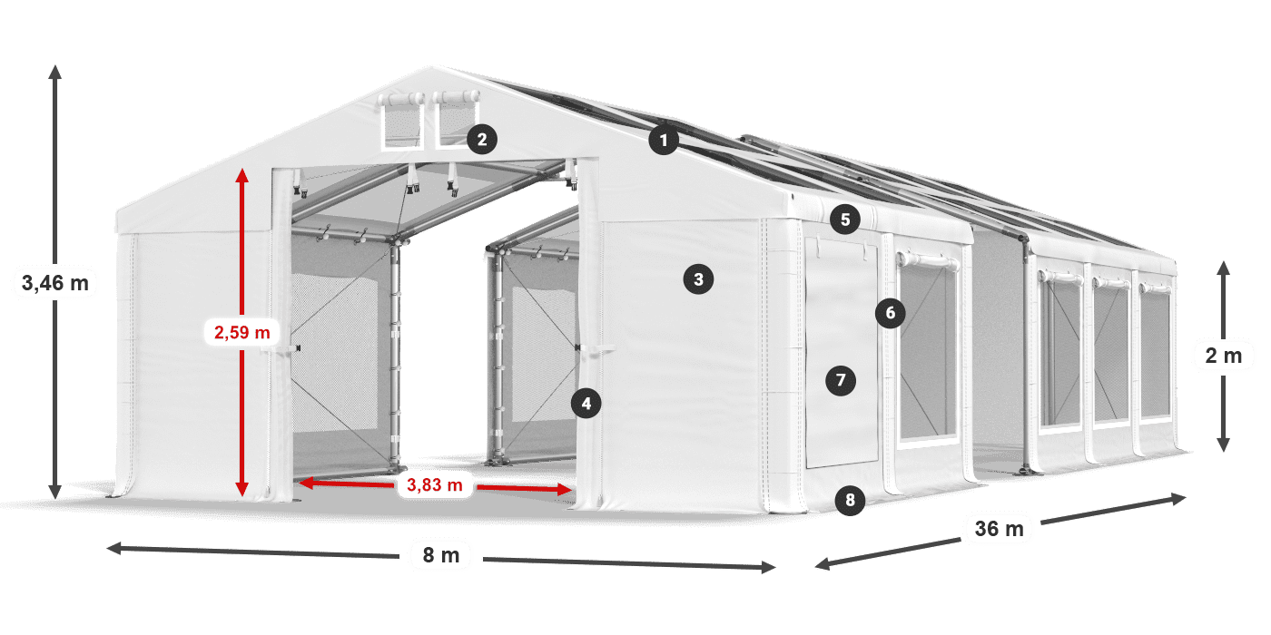 Krov: MS T 580 PVC Zidovi: SDM 500 PVC 2m legenda