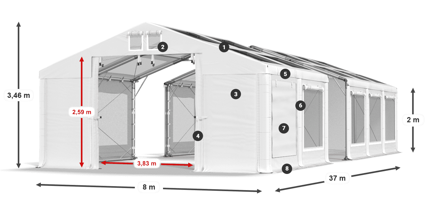 Krov: MS T 580 PVC Zidovi: SDM 500 PVC 2m legenda