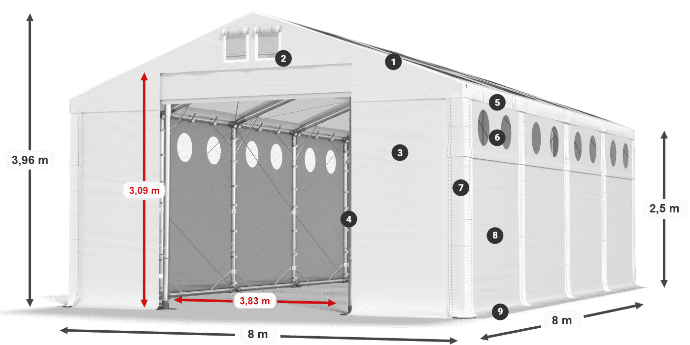 Krov: MS T 580 PVC Zidovi: SD O 500 PVC Legenda od 2,5 m
