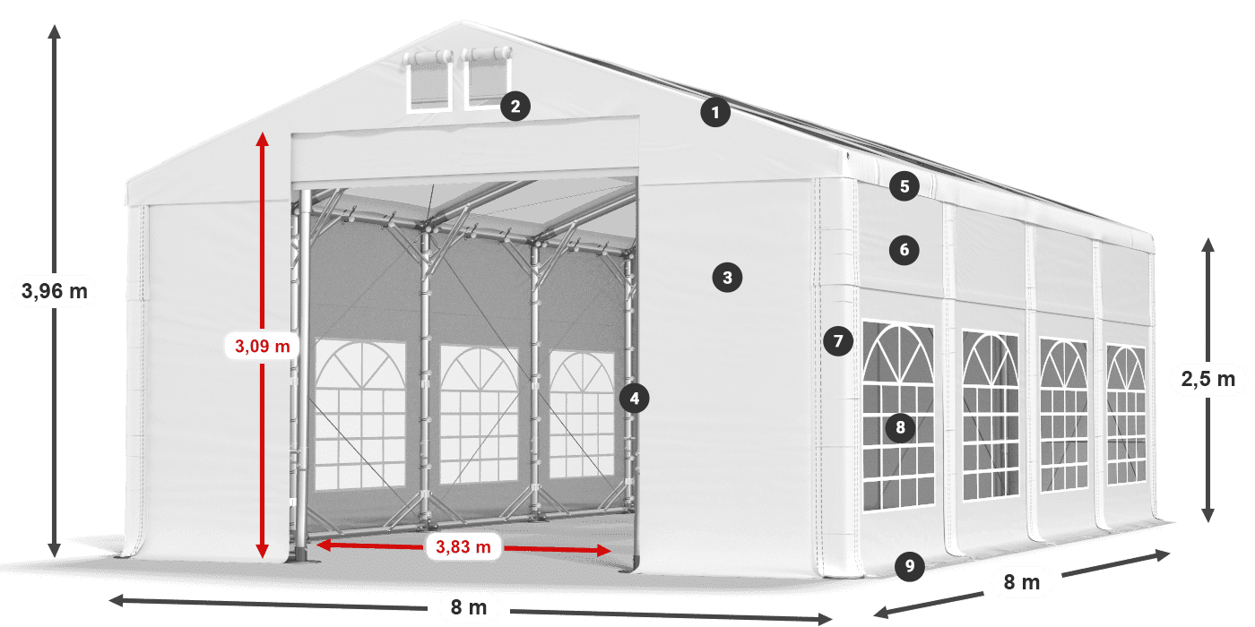 Krov: MS 580 PVC Zidovi: SD 500 PVC Legenda od 2,5 m
