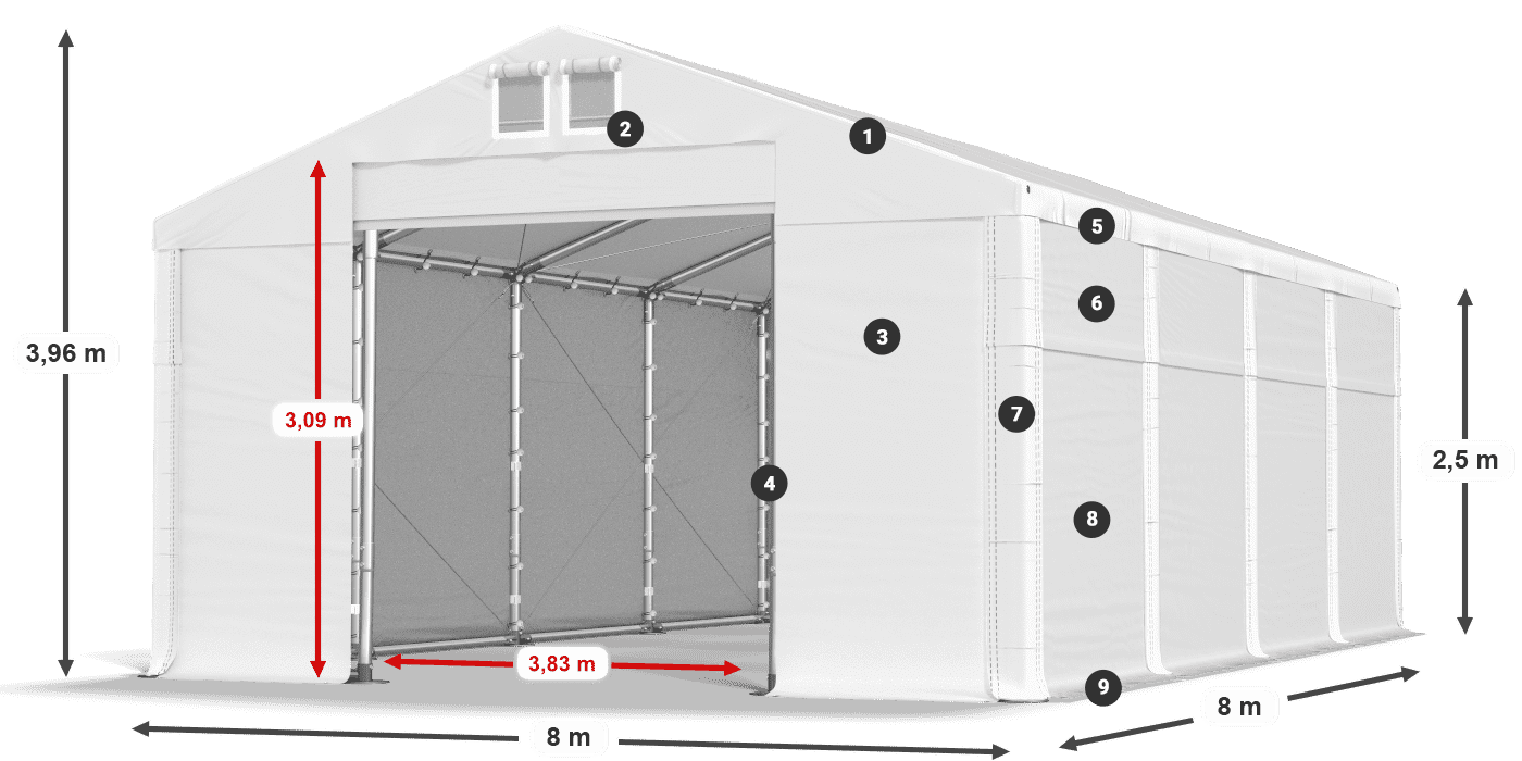 Krov: SD 560 PVC Zidovi: MS 580 PVC legenda 2,5 m
