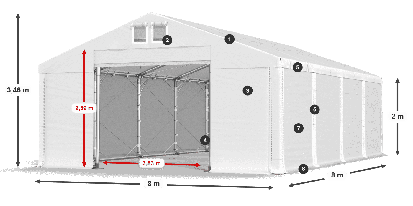 Krov: FR 620 PVC Zidovi: SD 580 PVC Legenda od 2 m