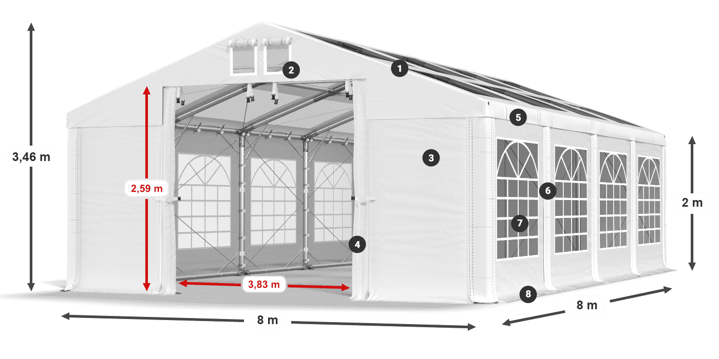 Krov: MS T 580 PVC Zidovi: FR 620 PVC Legenda od 2 m