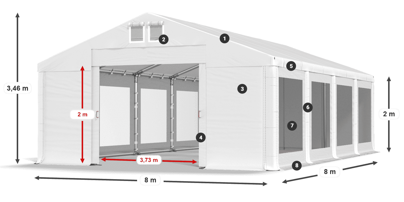 Krov: MS 580 PVC Zidovi: MS 580 PVC Legenda od 2 m