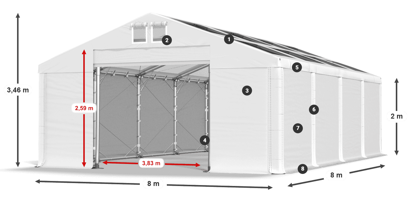 Krov: MS T 580 PVC Zidovi: SD 500 PVC Legenda od 2 m