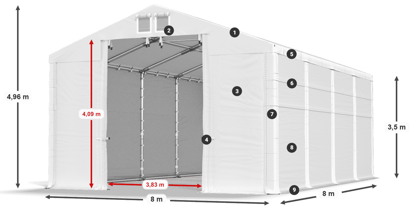 Krov: MS 580 PVC Zidovi: SD 500 PVC 3,5 m legenda