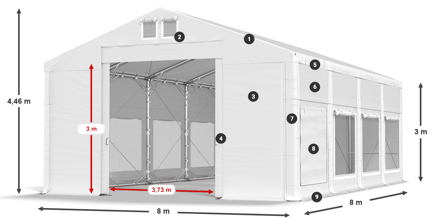Krov: FR 620 PVC Zidovi: SD 500 PVC Legenda od 3 m