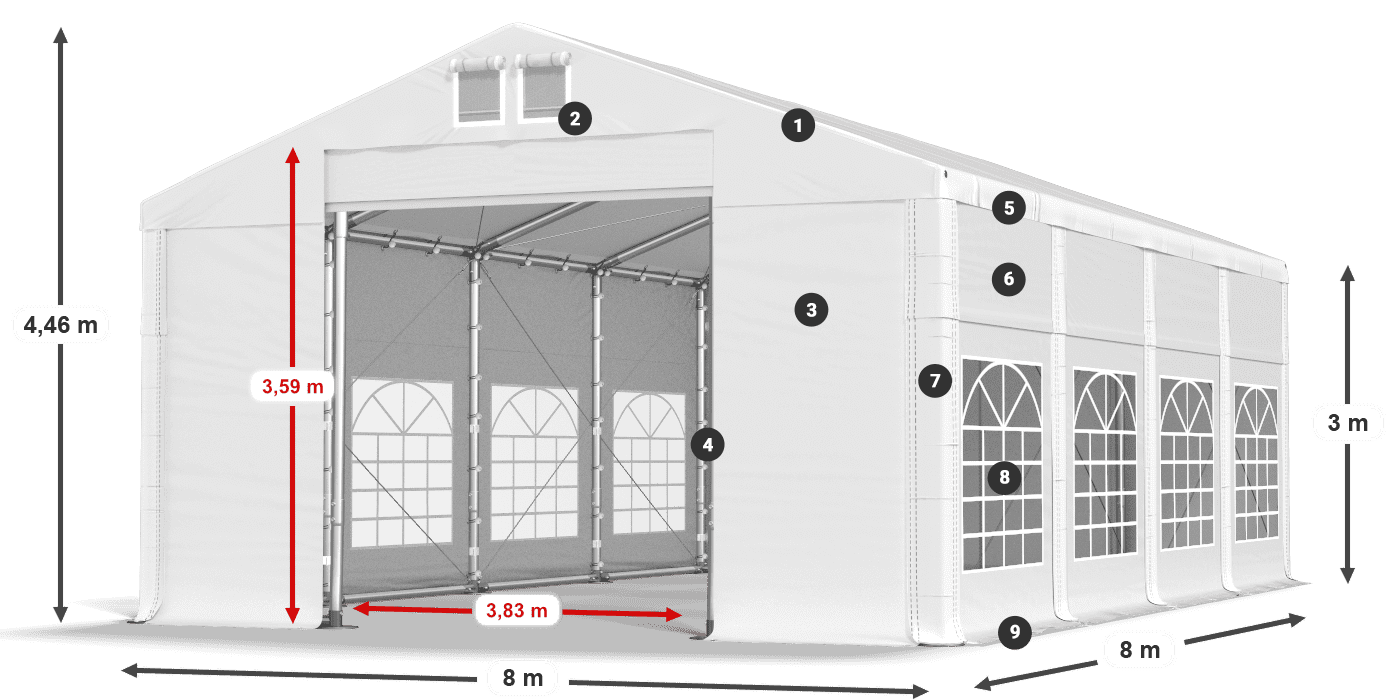 Krov: MS 580 PVC Zidovi: FR 620 PVC Legenda od 3 m