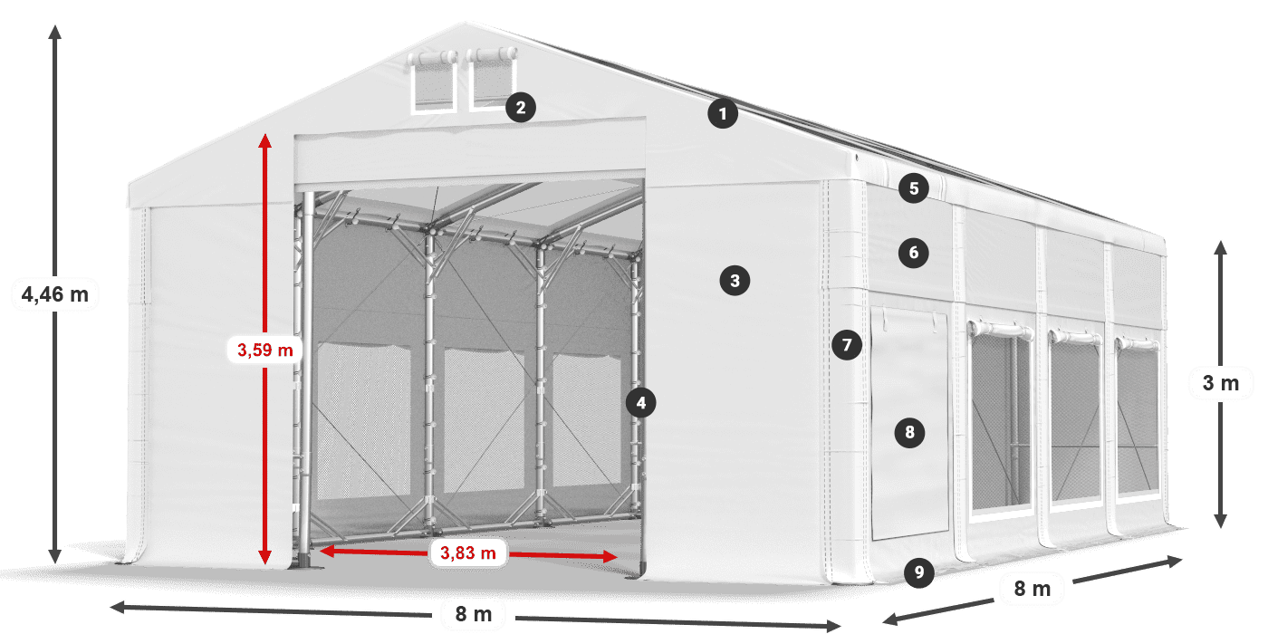 Krov: MS T 580 PVC Zidovi: SD M 500 PVC Legenda od 3 m