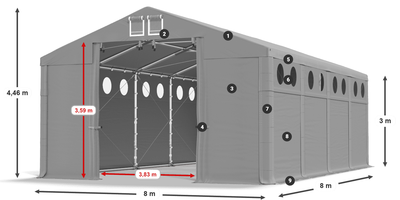 Krov: SD 560 PVC Zidovi: FR O 620 PVC Legenda 3m