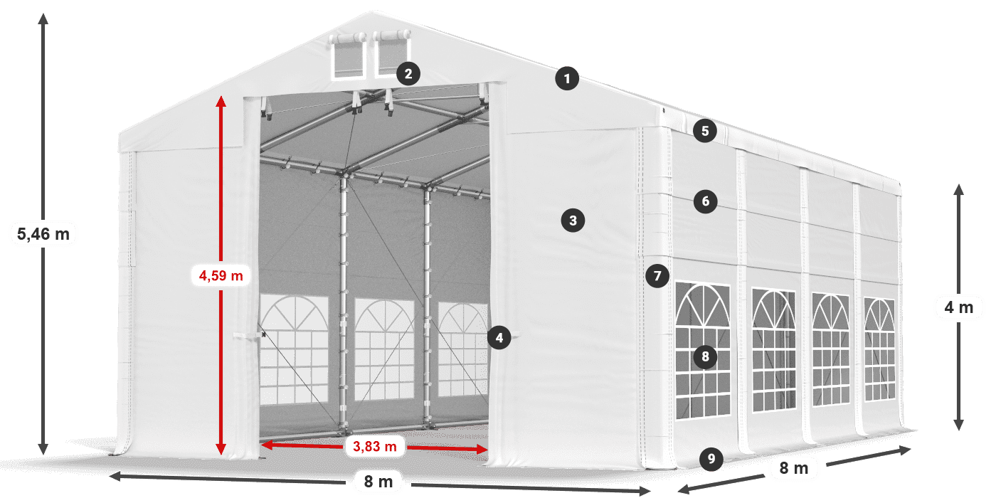 Krov: MS 580 PVC Zidovi: FR 620 PVC Legenda od 4 m
