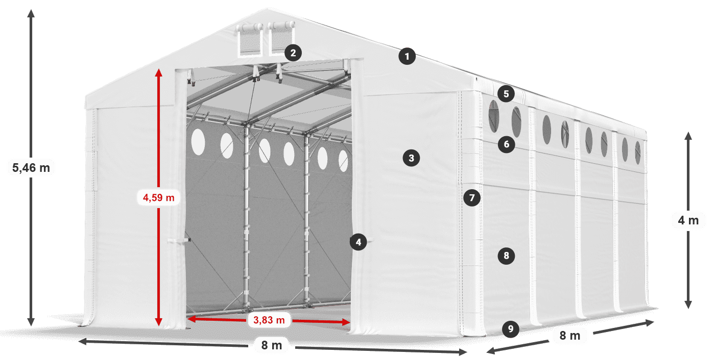 Krov: MS T 580 PVC Zidovi: MS O 580 PVC 4 m legenda