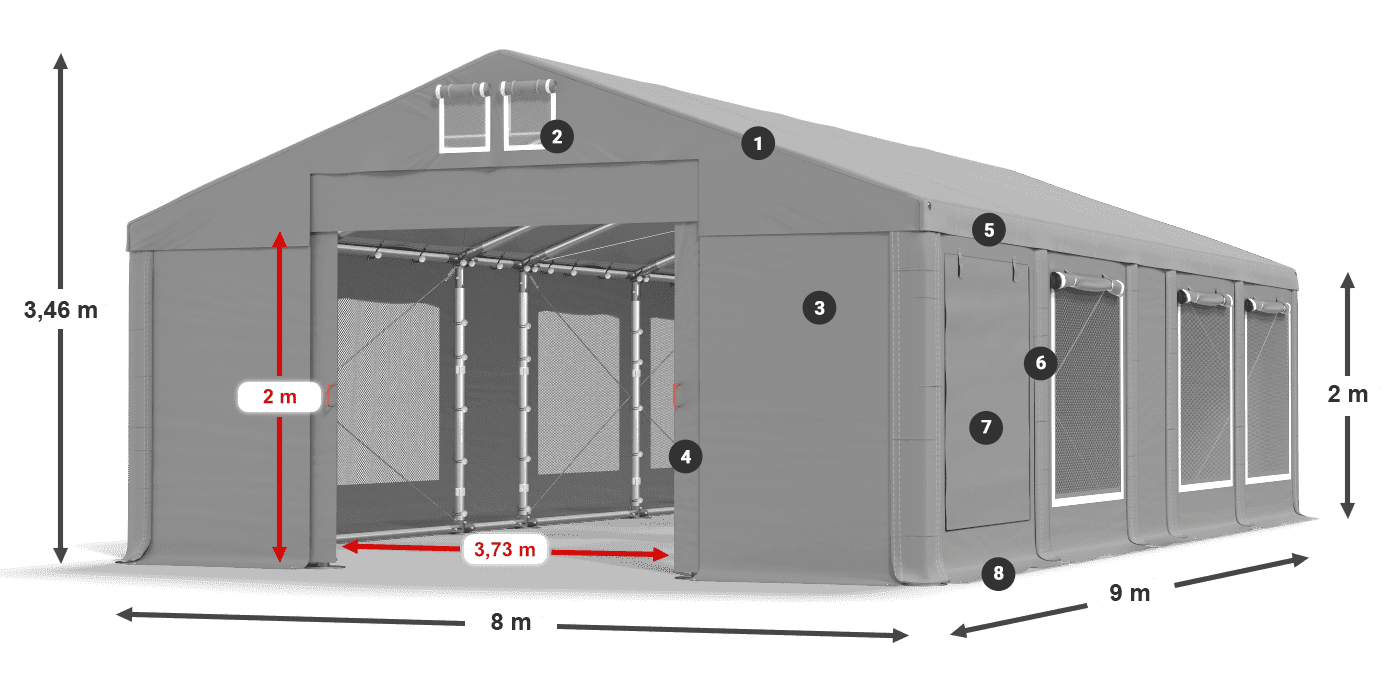 Krov: FR 620 PVC Zidovi: SD 500 PVC Legenda od 2 m